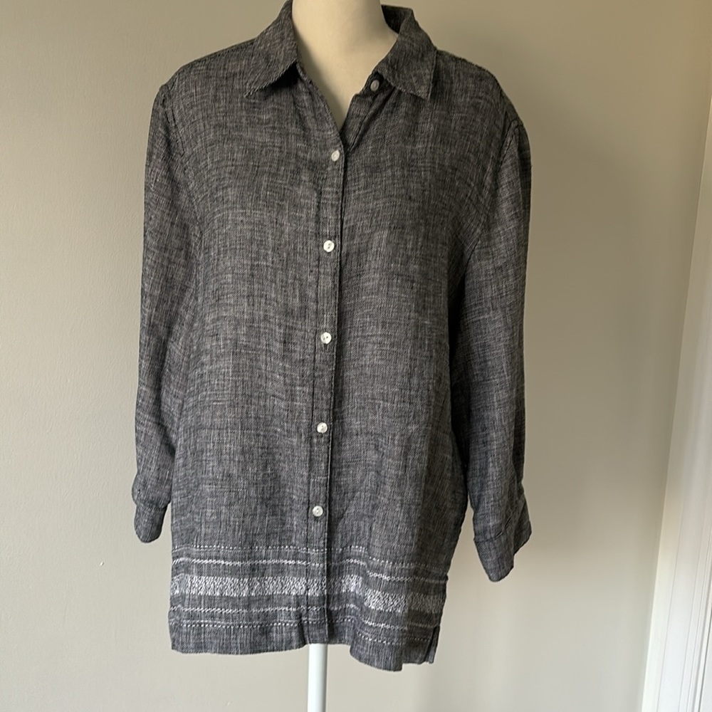 Norton McNaughton Linen Heathered Button-Down Shirt - Picture 4 of 12